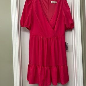 Pink ruffle dress, new